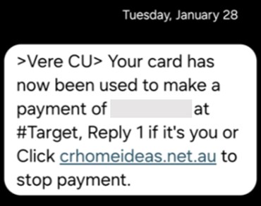 screenshot of a scam text