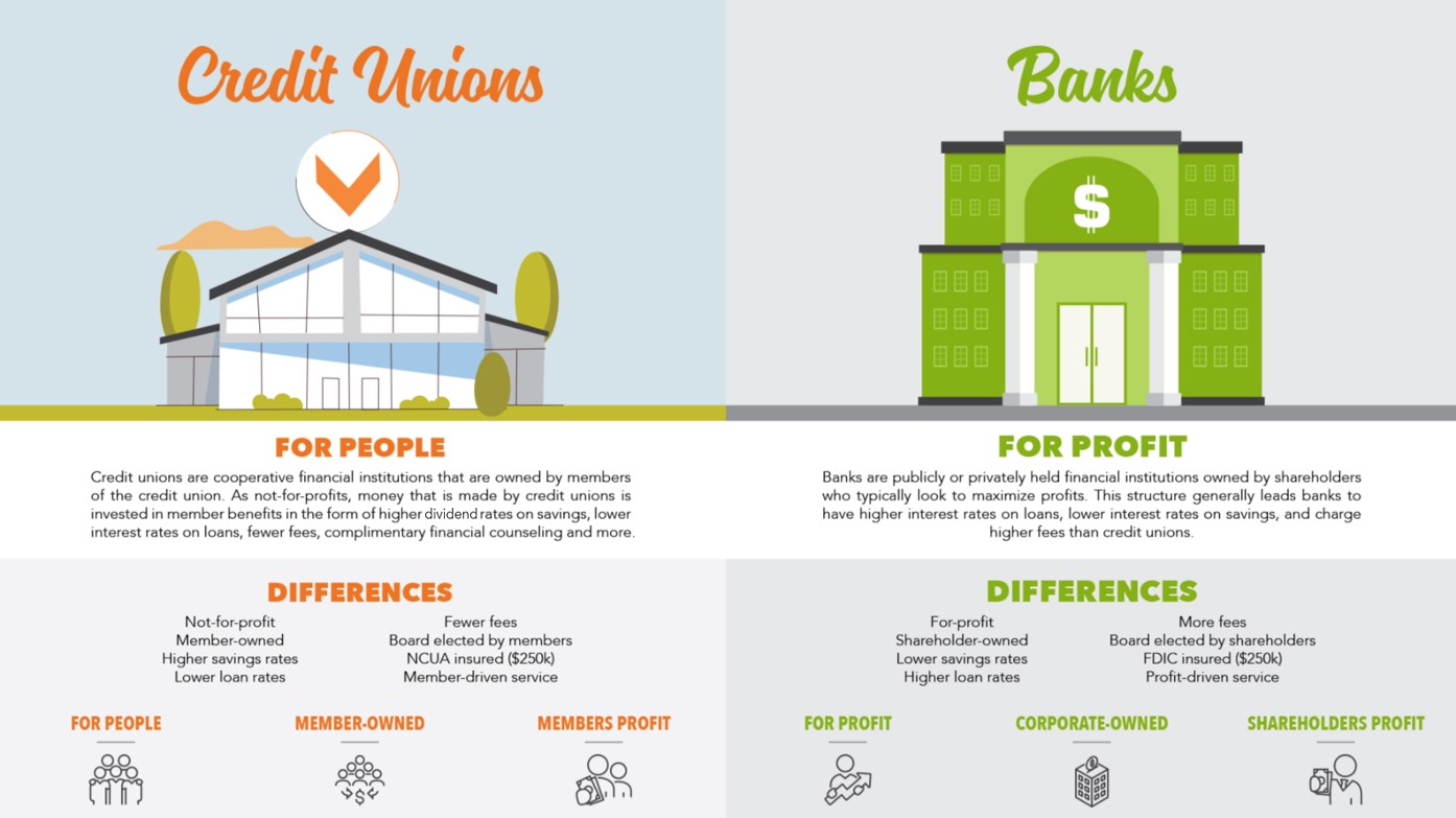 comparing a credit union to a bank graphic