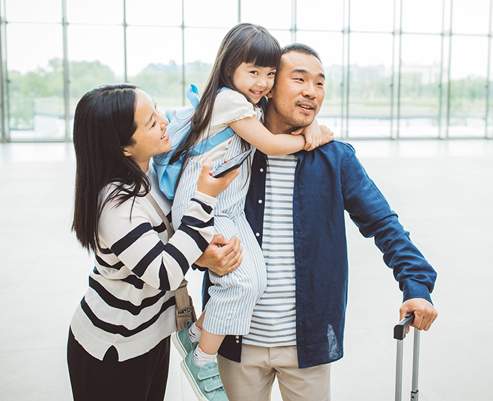 family at an airport