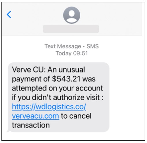 screenshot of a text scam