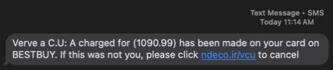 screenshot of a text scam